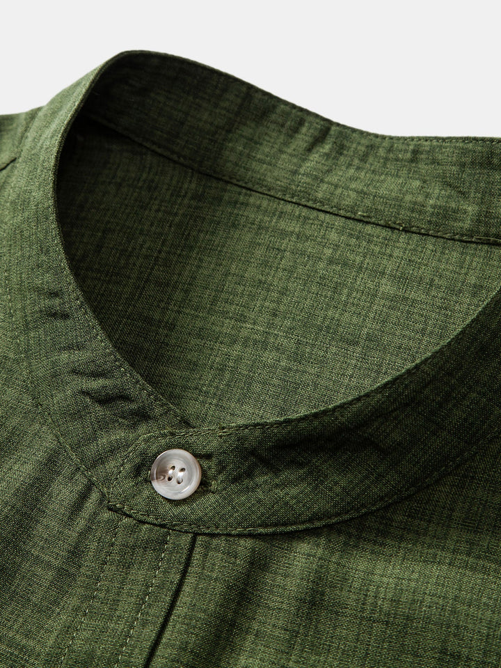 Stand Collar Shirt & Linen Trousers